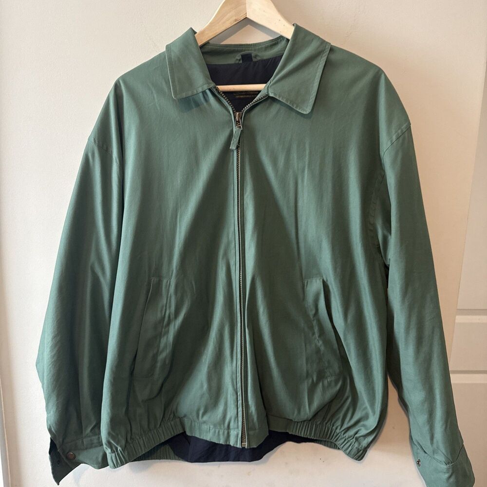 Brooks Brothers Jacket Men’s Large Green Full Zip Lightweight Golf Coat - Read